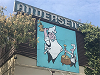 Restaurant sign for Anderson's Pea Soup